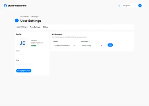 User settings User settings